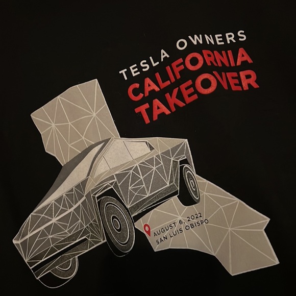 Tesla Owners Ca. Takeover San Luis Obispo Soft Style Tri-Blend Cyber Truck Tee! - Picture 3 of 9